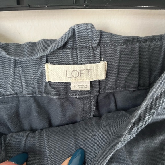 LOFT Slate Drawstring Straight Cargo Pants - Picture 3 of 3